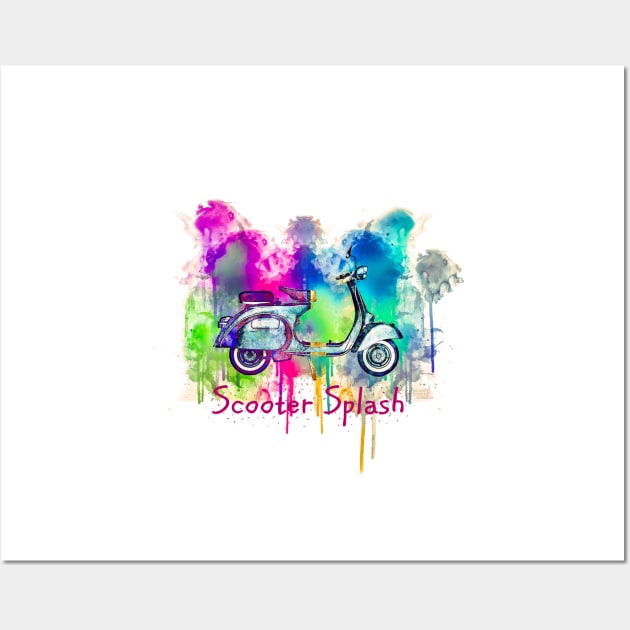 Vespa Scooter Splash Wall Art by AaaahEeeekStudio